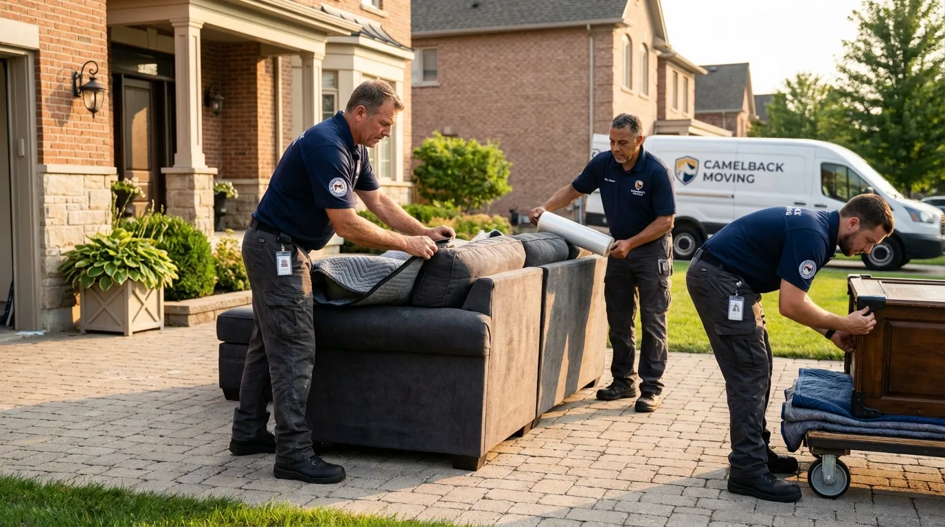 Large estate moving crew wrapping furniture in Beaufort, NC