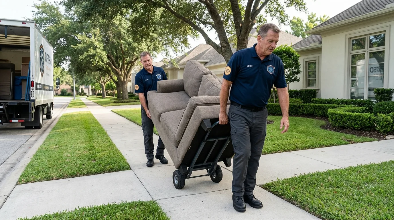 Local residential moving crew loading furniture in Beaufort, NC